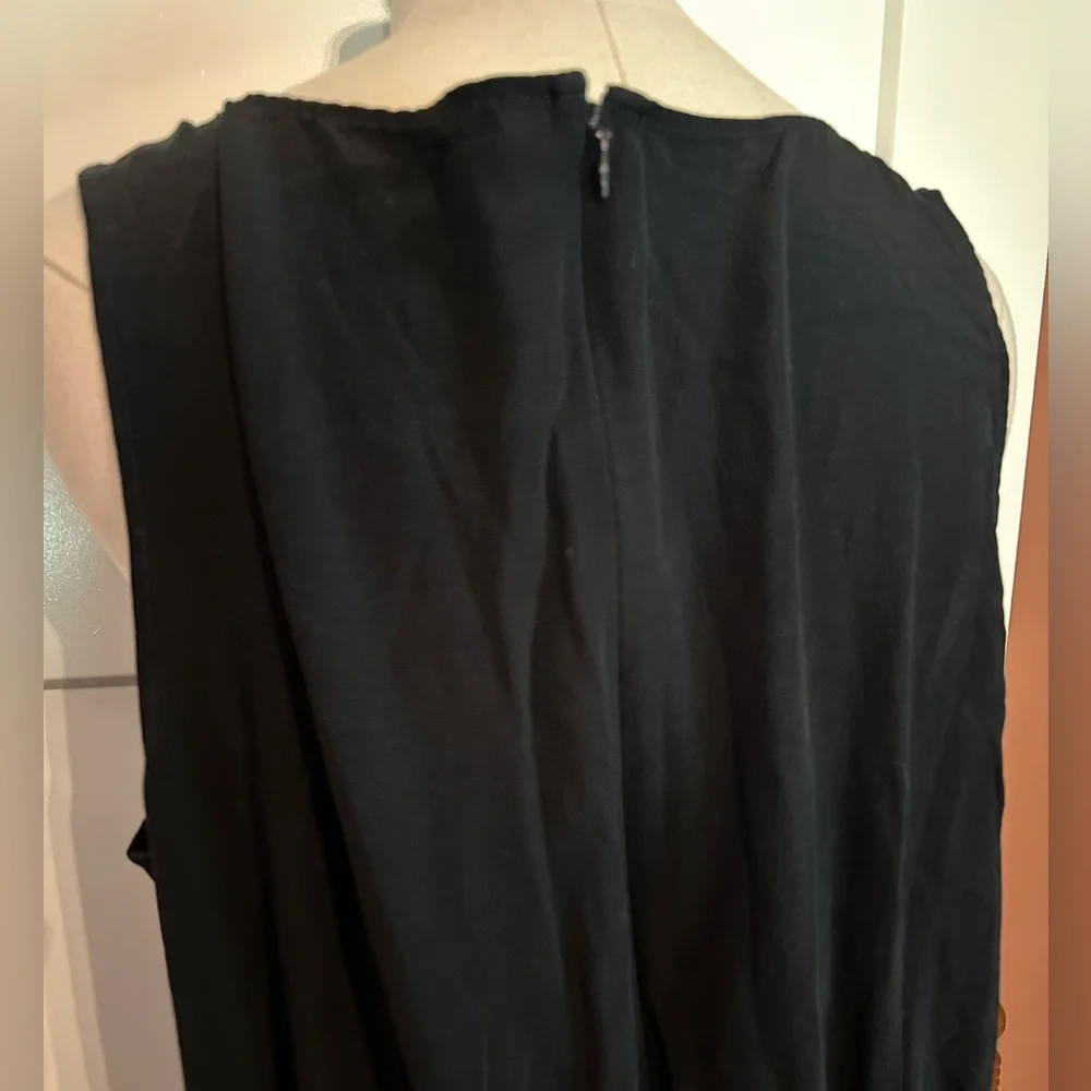 Eileen Fisher Black Sleeveless draped back zipper tencel viscose L ankle jumper